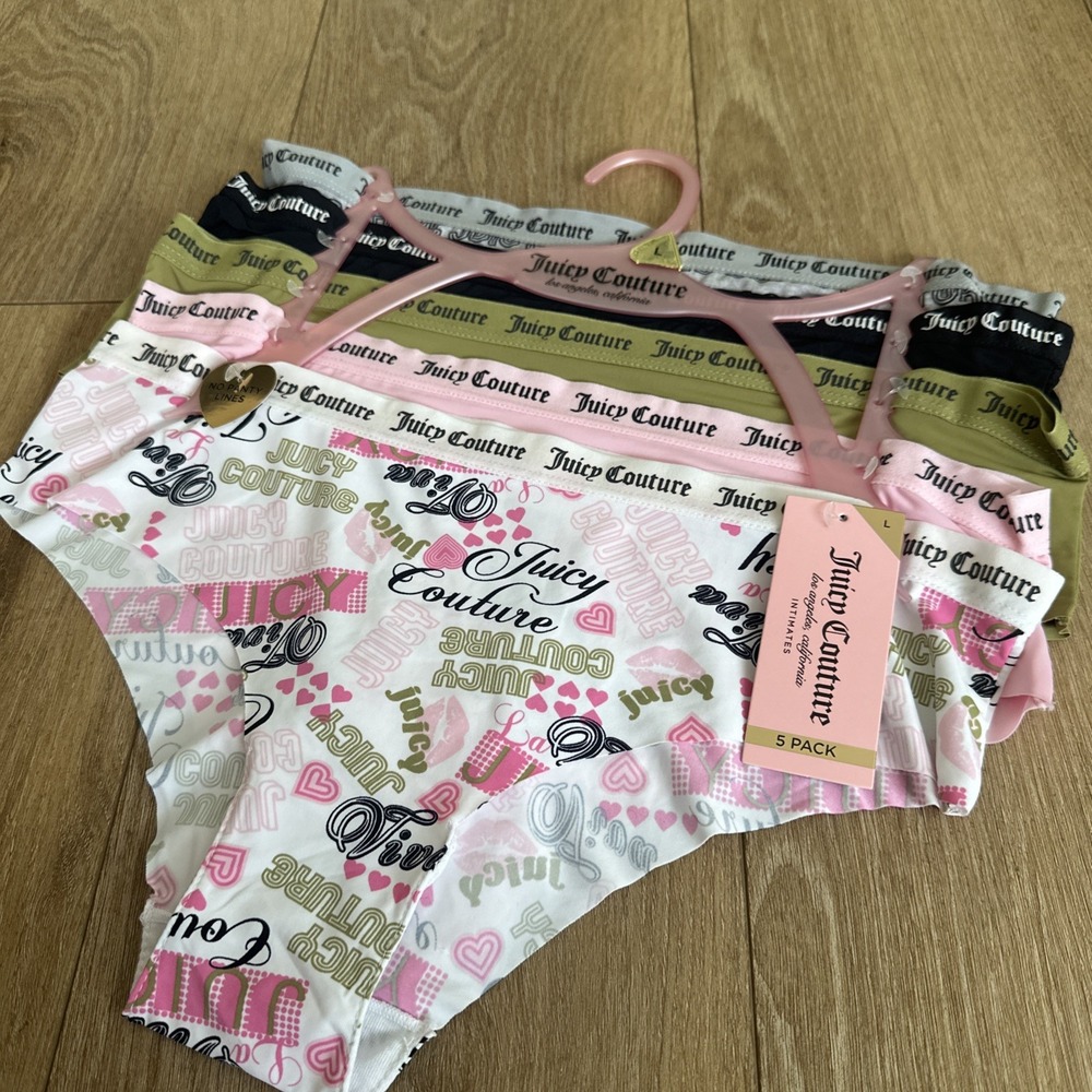 Juicy Couture Seamless Briefs 5 Pack Multicolor Large Sexy Logo Large NEW